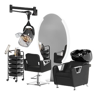 Leather Barber Chair Shampoo Chair 3d model