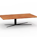 Modern Rectangular Coffee Table With Wooden Top And Black Cross Base Design 3d model