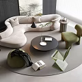 Modern Curved Sofa Coffee Table Combination Sofa Combination Round Carpet 3d model