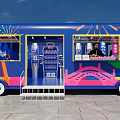 Colorful Blue 2023 Mobile Vending Truck Featuring Drink Shelves Sales Window And Decorative Bridge