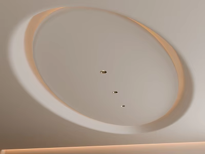 Modern Round Ceiling Interior Design With Recessed Lights And Soft Illumination 3d model