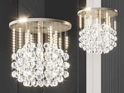 Luxurious Modern Crystal Chandelier With Round Base And Hanging Glass Beads 3d model