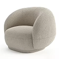 Modern Beige Single Sofa with Rounded Design and Fluffy Bouclé Fabric for Living Room
