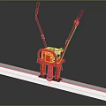 Red Concrete Screed Machine With Black Handles And White Long Plate