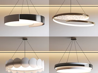 Modern Hanging Lighting Combinations With Circular Designs And Soft White Illumination 3d model