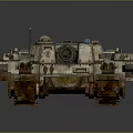Futuristic Battle Tank with Heavy Armor Cannon Worn Tracks and Mechanical Design