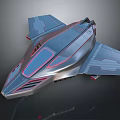 Futuristic Aerodynamic Spacecraft Featuring Metallic Body Blue Red Accents And Sleek Design