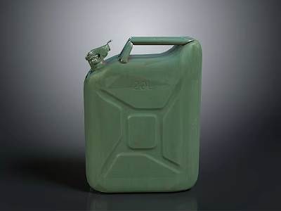 Green 20 Liter Jerry Can With Metal Nozzle And Handle Design 3d model