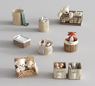 Storage Basket Rattan Storage Basket 3d model