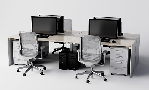 modern office desk and chair 3d model