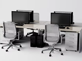 modern office desk and chair 3d model