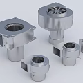 Mechanical Industrial Equipment Components Featuring Metal Grilles And Various Shapes