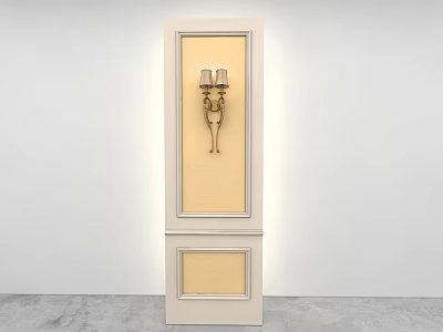 Classic Double Arm Wall Sconce Mounted On Decorative Wall Panel White Backdrop 3d model