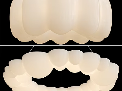 Contemporary White Chandelier Featuring Unique Petal Shape And Circular Design With Soft Glow 3d model