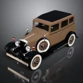 Vintage Brown And Black Sedan With White Wheel Rims Classic Design