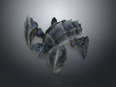 Detailed Fantasy Armored Creature With Spiked Limbs Glowing Blue Eyes And Exoskeleton 3d model