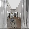Charming Vintage Open Plan Living And Dining Room With Warm Wooden Floor And Comfortable Sofas