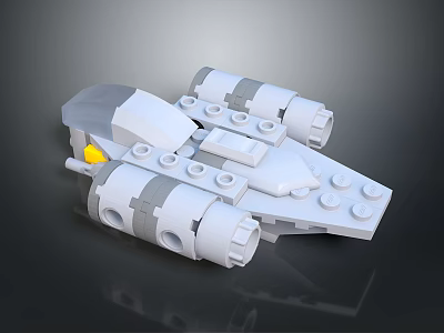 Lego Cosmic Spaceship Model With White Gray Design And Engine Parts 3d model