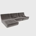 Gray Velvet Sectional Sofa With Modern Curved Design And Comfortable Decorative Pillows