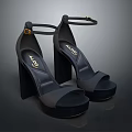 Black Platform High Heel Sandals With Buckle Strap For Women's Fashionable Daily Use