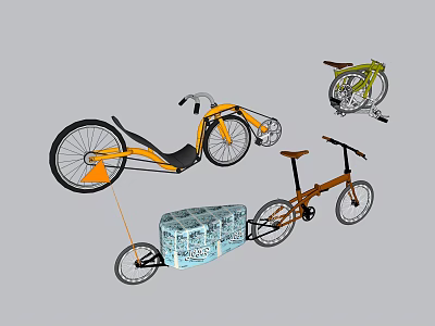 Different Bicycle Designs With Cargo Box And Various Frame Structures 3d model