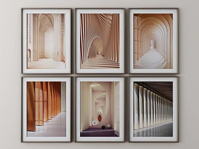 Framed Inflatable Model Artworks Displaying Architectural Arches Lines And Columns 3d model