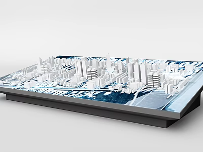 City Sand Table Model Showcasing Detailed Urban Architectural Models on Display Platform 3d model