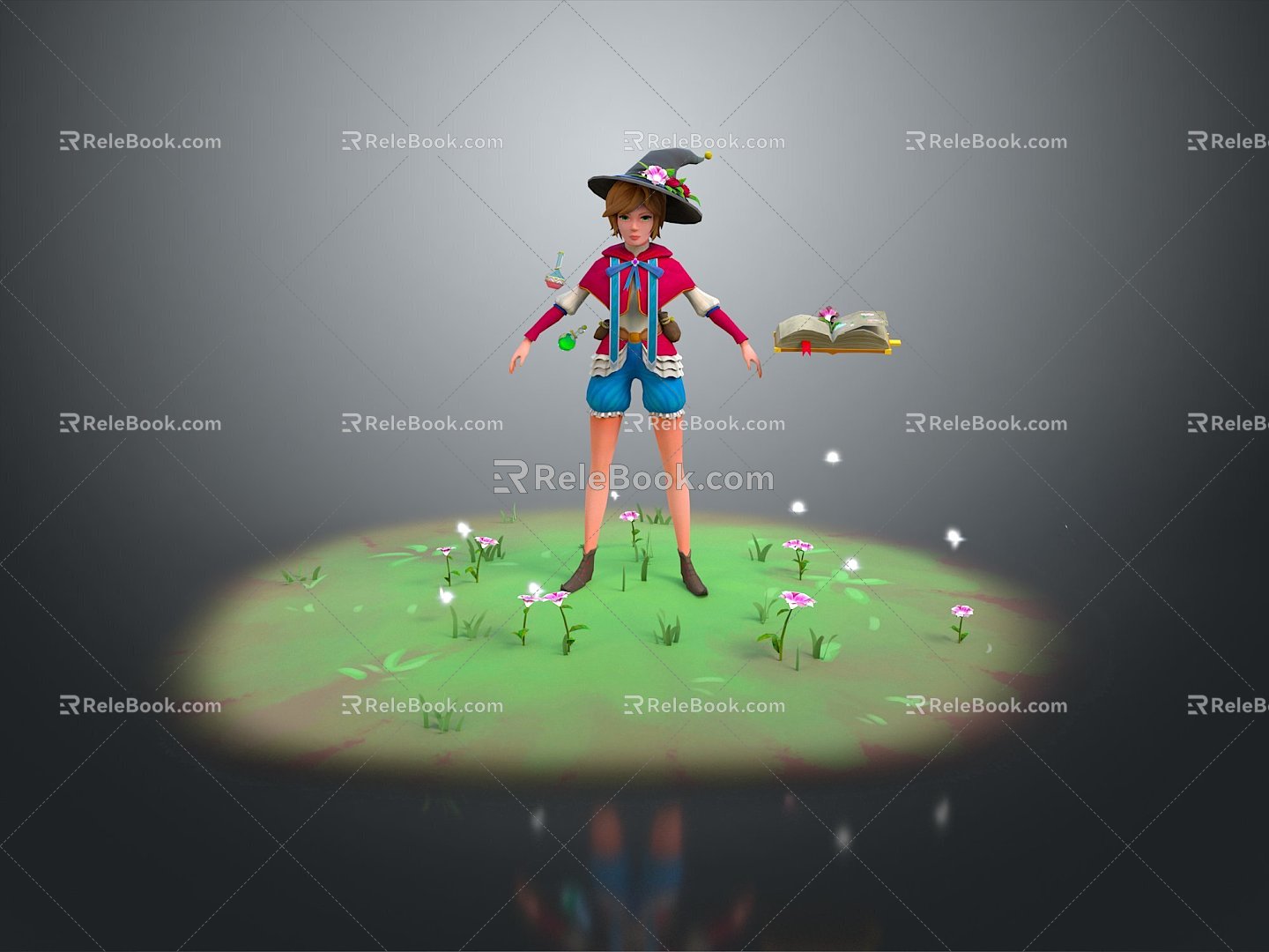 Female Elf Cartoon Witch Magic Witch Magic Girl Magician Elf Mage Warlock Wizard 3d model