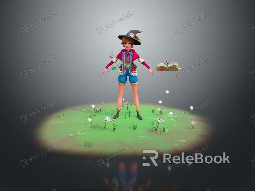 Female Elf Cartoon Witch Magic Witch Magic Girl Magician Elf Mage Warlock Wizard model