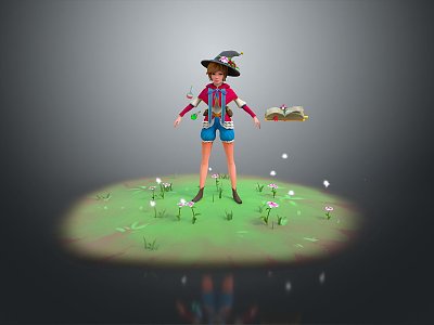 Female Elf Cartoon Witch Magic Witch Magic Girl Magician Elf Mage Warlock Wizard 3d model