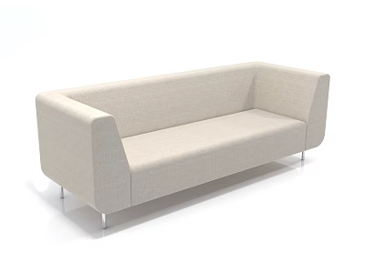 Modern Beige Fabric Two Seater Sofa With Metal Legs And Simple Design 3d model