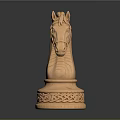 Detailed Wooden Horse Head Sculpture Decorative Household Ornament With Carved Base