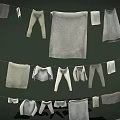 Light Gray Apparel Hanging on Ropes Including Pants Towels and Tops