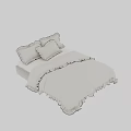 Background Double Bed With White Linen Bedding Ruffled Edges Pillows And Color Options 3d model