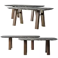 Elegant Modern Dining Table With Sleek Marble Top And Sturdy Wooden Legs