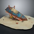 Vintage Rusty Blue Water Transport Vehicle With Canvas Cover And Wooden Frame