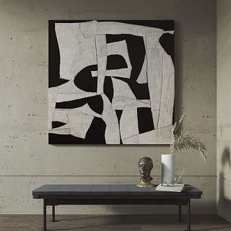 Quiet abstract painting hanging painting decorative painting 3d model