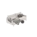 Modern Two Seater Sofa in Light and Dark Gray with Plush Pillows and Soft Blanket