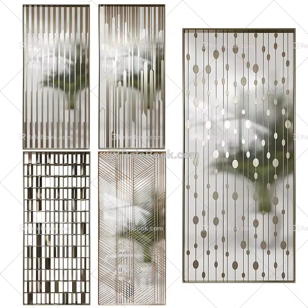 Modern partition art glass partition 3d model