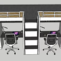 Bunk Bed With Study Desks Storage Cabinets Stairs And Ergonomic Chairs 3d model