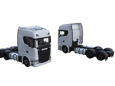 White Scania Truck Showing Front And Side Views With Cab And Wheels 3d model White Scania Truck Showing Front And Side Views With Cab And Wheels 3d model