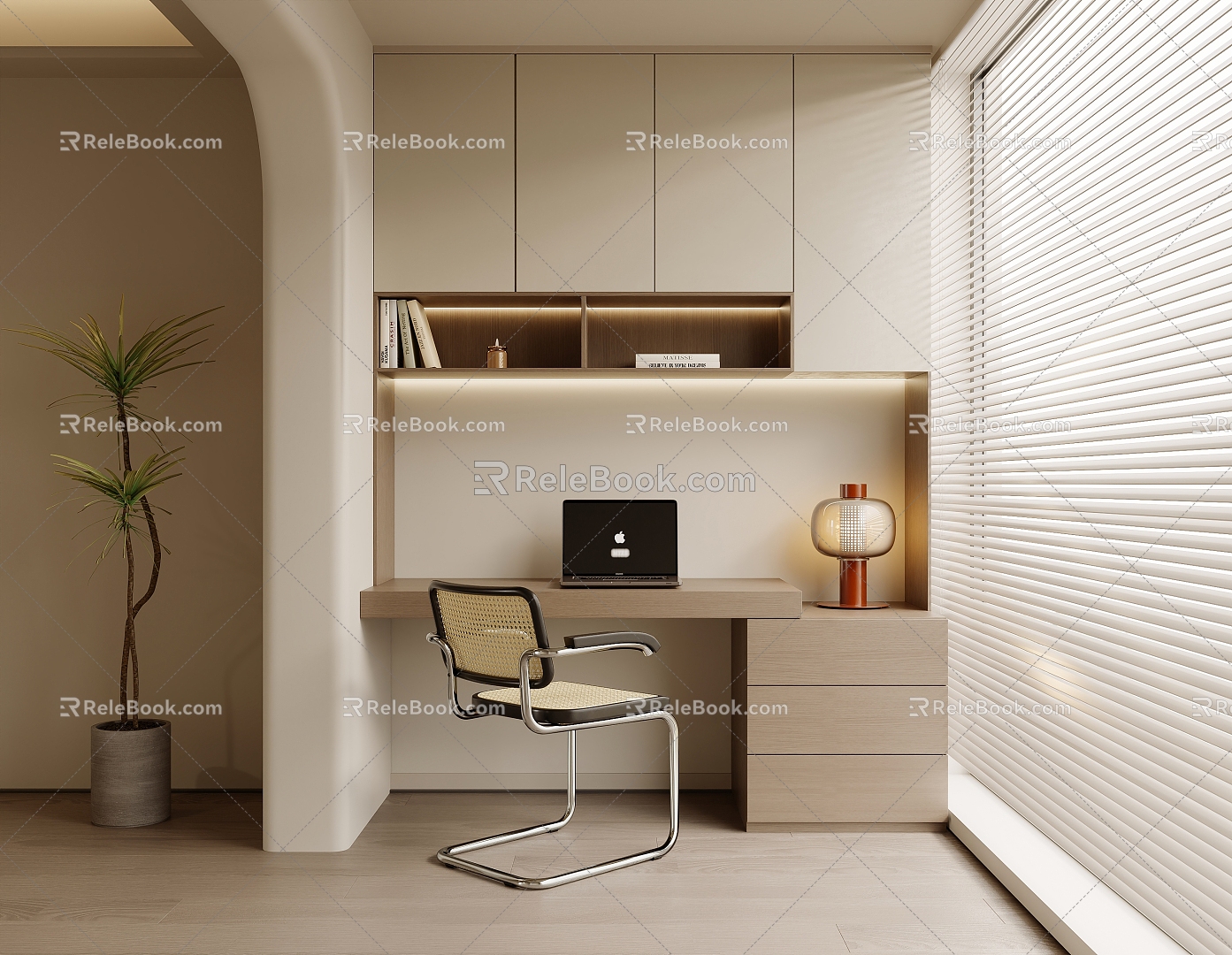 Balcony study desk and chair combination 3d model