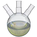 Three Necked Glass Spherical Industrial Equipment Vessel Containing Liquid for Chemical Reactions