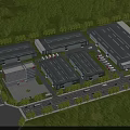 Modern Industrial Factory Complex With Multiple Buildings Green Areas Parking And Trees