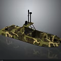 Camouflage Pattern Watercraft Featuring Mounted Antenna And Open Cockpit Design 3d model