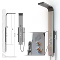 Modern Shower System Design with Fixed Head Handheld Sprayer and Control Panel 3d model
