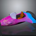 Vibrant Pink and Blue Concept Car with Transparent Canopy Orange Seat and White Patterns