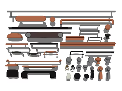 Different Types Of Cabinet And Drawer Handles In Various Shapes Materials And Colors 3d model