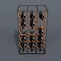 Modern Wine Rack With Metal Frame And Wooden Holders For Wine Bottles