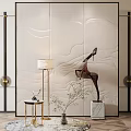 New Chinese background wall background wall partition 3d model